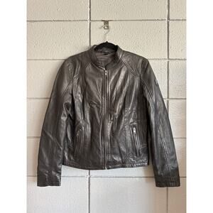 Women's Mauritius Lyla Lambskin Leather Jacket size 12 in Black Quiet Luxury
